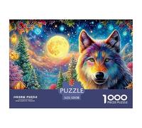 Colorful Wolf, Bright Moon And Glowing Lanterns Puzzle Da 1000 Pezzi Cool Wolf Giocattolo Educativo Per Bambini E Adulti 52x38cm/1000pcs