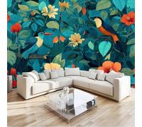 Colorfule Muralo - Bello Piante Fiori Uccelli Carta da parati 3D per cameretta dei bambini in tessuto non tessuto, per ragazze e ragazzi decorazione da parete 200 x 140 cm