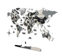 Colorfull Worlds Decorazione da parete 3D in legno con spilli, decorazione da parete unica per gli appassionati di viaggio, decorazione da parete per casa e ufficio, grigio, grande