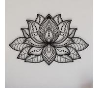 Colorfull Worlds Decorazione da parete in metallo mandala 3D | Fiore di loto per le case | Decorazione per ufficio | Decorazione per soggiorno | Regalo di Capodanno | (91,4 x 58,4 cm, colore: nero