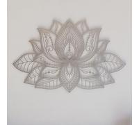 Colorfull Worlds Decorazione da parete in metallo mandala 3D Fiore di loto per le case Decorazione per ufficio | Decorazione per soggiorno | Regalo di Capodanno | 91,4 x 58,4 cm, argento | 91 x 59 cm