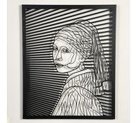 Colorfull Worlds Johannes Vermeer, ragazza con un orecchino di perle, decorazione moderna e unica per la casa, decorazione da parete in metallo nero, regalo di inaugurazione della casa, regalo di