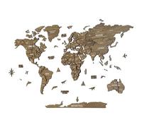 Colorfull Worlds NEW_3D - Mappa del mondo in legno multistrato con Stati e capitali, decorazione da parete per la nuova casa, regalo per viaggiatori, ufficio, regalo di compleanno (M, Vega)