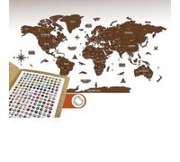 Colorfull Worlds NEW_3D - Mappa del mondo in legno multistrato con Stati e capitali, decorazione da parete per la nuova casa, regalo per viaggiatori, ufficio, regalo di compleanno (XL, Orion)