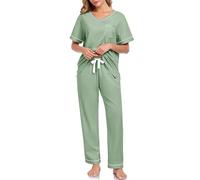 COLORFULLEAF Negligee - Camicia da notte da donna, a maniche lunghe, con scollo a V, da donna
