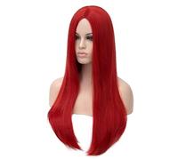 Colorfulpanda Parrucca Rossa Lunga Liscia Cosplay Halloween Parrucca con parte centrale Parrucca sintetica Capelli per donna Costume