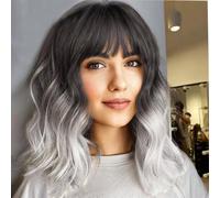 Colorfulpanda Parrucche Capelli Corti Da Donna Con Frangia Grigio Argento Con Ra