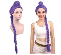 ColorGround Parrucca lunga viola intrecciata per cosplay da donna per costume di Halloween