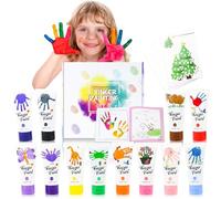 Colori a Dita per Bambini Atossici, 12 colori x 60ml Tempere Lavabili per Bambini con Libri da Colorare, Set di Pittura Atossico Pittura a Dita per Ragazzo Ragazza Neonati Dipingere Arti e Mestieri