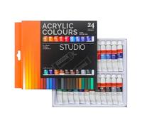 Colori Acrilici - 17 Ml Di Vernice Artigianale A 24 Colori Per Pigmenti Ricchi, Progetti Impermeabili Con Finitura Liscia, Forniture Di Vernici Per Rocce, Tessuto, Principianti, Artisti In Legno, Cera