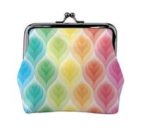 Colori Arcobaleno Gradiente Foglia Stampa Moda Signora Sacchetto di Cuoio Portatile Portafoglio Bacio-Lock Money Bag Carino Frizione Fo Donne