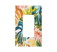 Colori astratti Foglie di Monstera Interruttore Della Luce Piastra Da Parete Frontalino Copertura Singolo Rocker 1 Gang Decoratore Presa Coperture per Casa Cucina Camera Bagno Decor
