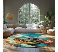 Colori Coccodrillo Tappeti Rotondi Home Office Studio Morbido Antiscivolo Low-Pile Blue Sky Animals Circle Carpet per Corridoio Soggiorno Cafe 240cm（Rotondo）