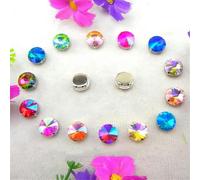 Colori di CRYSTAL di vetro con artigli argentati Mix Rivoli Forma rotonda Cucire su perline di strass Fai da te Applique 7 Acquamarina AB 10mm 20pz-14mm 20pz-6 colori AB mix