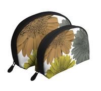 Colori moderni autunnali Gerbera Margherite floreali, Borsa per trucco a conchiglia Portamonete da donna Borsa da toilette piccola Borsa per cosmetici 2 pezzi