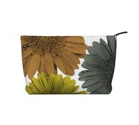 Colori moderni autunnali, gerbere e margherite floreali, Borsa per cosmetici in velluto a coste Borsa per il trucco Borsa da viaggio portatile