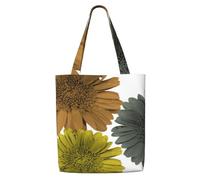 Colori moderni autunnali, gerbere e margherite floreali,Borse della spesa riutilizzabili, borse per la spesa, borsa a tracolla in tela di grande capacità