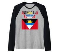 Colori Nazionali dell'orgoglio della Bandiera di Antigua e Barbuda Maglia con Maniche Raglan