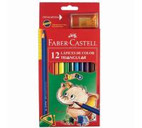 COLORI PASTELLI A MATITA DA 12 FABER CASTELL JUMBO TRIANGOLARI CON TEMPERAMATITE
