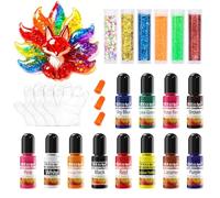 Colori per Resina Epossidica - 12 Coloranti con 6 Glitter per Resina Trasparente e UV, per Gioielli DIY, Pittura, Arte della Resina - 6 ml ciascuno