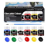 Colori per Vetro Permanenti, 6 * 25ml Vernice per Vetro, Colori per Ceramica, Colori per Ceramica Senza Cottura, Pasta pura e Brillante, Ideale per Dipingere Tazze, Vasi e Bicchieri