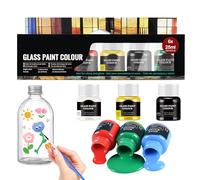 Colori per Vetro Permanenti, 6 * 25ml Vernice per Vetro, Colori per Ceramica, Colori per ceramica senza cottura, Pasta pura e brillante, Ideale per Dipingere Tazze, Vasi e Bicchieri