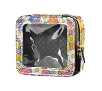 Colori pittura ad olio sentimento margherite carino viaggio trucco borsa trasparente toilette borse cosmetiche per le donne