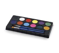 Colori trucchi per il viso e corpo - set 2 pennelli e 12 colori