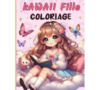 coloriage kawaii fille: Adorables dessins à colorier