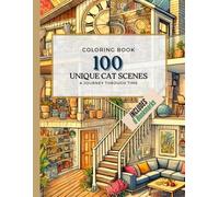 Coloring Book: 100 Unique Cat Scenes: A Journey Through Time