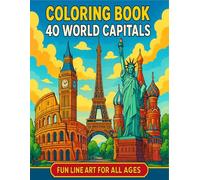 Coloring book 40 world capitals: Fun line art for all ages