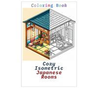 Coloring Book Cozy Isometric Japanese Rooms