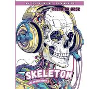Coloring book. Skeleton world and urban robot: 50 different drawings