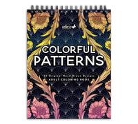 ColorIt Libro da colorare per adulti con motivi colorati, 50 disegni originali con pagine perforate, copertina rigida piatta, carta assorbente a inchiostro | per arti e mestieri, libri da colorare per
