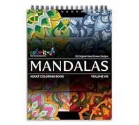 ColorIt Mandalas to Color, Volume VIII Libro da colorare per adulti 50 motivi e disegni mandala floreali e geometrici, rilegatura a spirale, stampa USA, copertina rigida per libri, tampone inchiostro