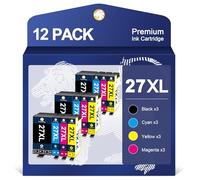 ColorKing Cartucce 27XL Compatibili per Epson 27XL Multipack per Epson WF 3620 Workforce WF-7610 WF-3620 WF-7620 WF-7720 WF-7715 WF-7210 WF-3640 WF-7710(3Nero 3Ciano 3Magenta 3Giallo,12-Pack)