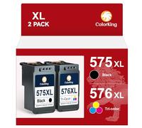 ColorKing PG-575XL CL-576XL Cartucce d'inchiostro per Canon 575 576 XL Compatibili per Canon Pixma TS3550i TS3551i TS3750i TS3751i TS3752i TR4750i TR4751i TR4755i TR4756i (1 Nero, 1 Tri-colore)