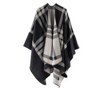 colornival Poncho da Donna Invernale Scialli Avvolgenti Caldo Sciarpa da in Maglia Mantello alla Elegante Indossabile Coperta Lungo Cardigan Maglione Cappotti (Nero)