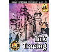 COLOROO Ink Tracing Book: Medieval Castle for Stress Relief and Hand Coordination: Line Tracing Book Adult for Beginners | Practice Smooth Pen Control with Simple-to-Detailed Illustrations