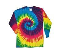 Colortone Manica lunga cotone Tie-Dye Tee TD15M- Unisex Rainbow Crew Neck T-Shir