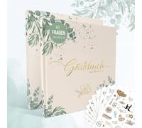 colortouch Libro degli ospiti per matrimonio con domande, 104 pagine da compilare con 325 motivi adesivi per matrimonio, libro di nozze con copertina rigida per bellissimi ricordi, adesivi per libri