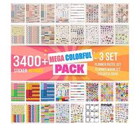 colortouch Planer Stickers Set - 3400 pezzi, 40 fogli di adesivi per agenda mensile, organizer per calendario, planner, agenda, diario, taccuino, album di adesivi, stagionali, adulti