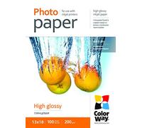 Colorway PG2001005R - Carta fotografica lucida ad alta luminosità, 200 g/m², 100 fogli, 130 mm, 180 mm