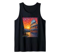 Colosseo Roma Arte in Grassetto Stile Tramonto Van Gogh Canotta