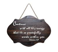 Colossesi 1:29 Continue with All His Energy That He So Powerfully Works Within You Cartello rustico in legno da appendere decorazione da parete per soggiorno, camera da letto, porta finestra casa
