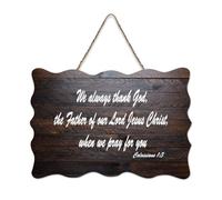 Colossesi 1:3 Wall Art, We Always Thank God, The Father of Our Lord Jesus Christ, When We Pray for Rustic Wood Welcome Sign for Front Portch Door Aula Coffee Club Targa in legno 15,2 x 25,4 cm