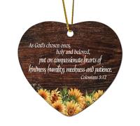 Colossesi 3:12 As God's Chosen Ones Santo e amato messo su cuori compassionevoli di gentilezza ronzio cuore ornamento di Natale in ceramica per albero di Natale inverno Capodanno vacanza souvenir