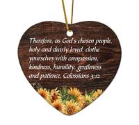 Colossesi 3:12 Pertanto, As God's Chosen People, Holy and Dearly Loved Heart Citazioni in ceramica Ornamento di Natale per la decorazione dell'albero di Natale Divertente ricordo di festa Capodanno