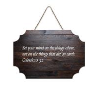 Colossesi 3:2 Set Your Mind on The Things Above, Not on The Things Hanging cartello in legno stampato rustico da parete cartello con citazioni poster per ufficio nuova decorazione per la casa 15,2 x