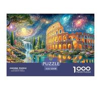Colosseum by Waterfall in Starry Night Puzzle Da 1000 Pezzi Fantasy Architecture Educativo E Di Sfida Per Bambini E Adulti 52x38cm/1000pcs